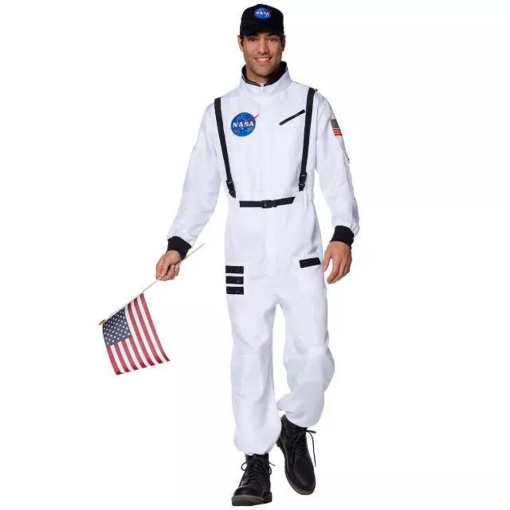 Spirit Halloween Adult White NASA Jumpsuit - NASA Unisex Size Large